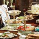 MacKenzie-Childs Parchment Check Enamel Two Tier Sweet Stand