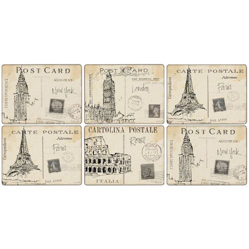 Pimpernel Postcard Sketches Placemats Set of 6