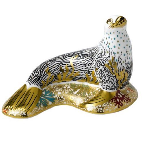 Royal Crown Derby White Sea Lion Paperweight