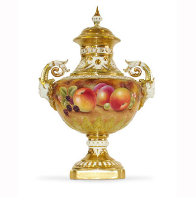 Royal Worcester Painted Fruit Covered Vase (1572) 26.5cm
