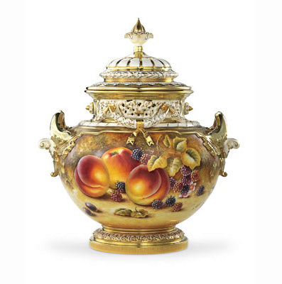 Royal Worcester Painted Fruit Pot Pourri Vase (1428) S/S 30cm