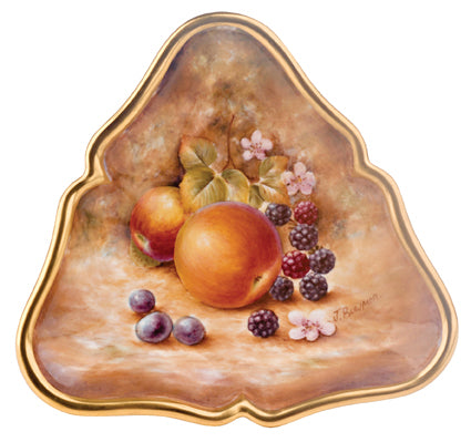 Royal Worcester Painted Fruit Triangle Tray