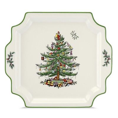 Spode Christmas Tree Square Handled Platter