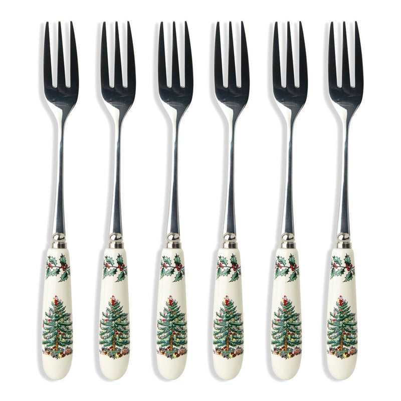 Spode Christmas Tree Pastry Forks Set of 6